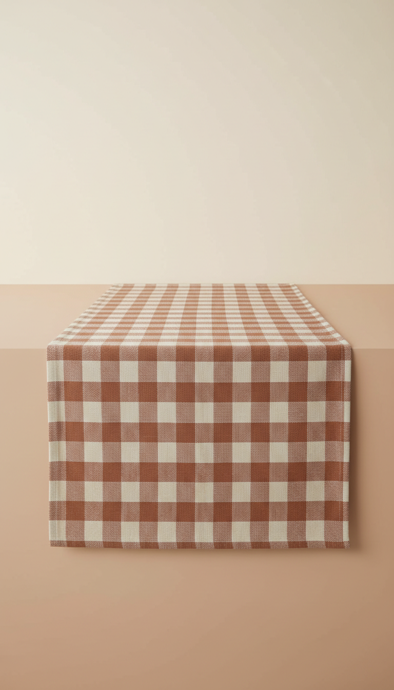 Vintage Gingham Cotton Table Runner