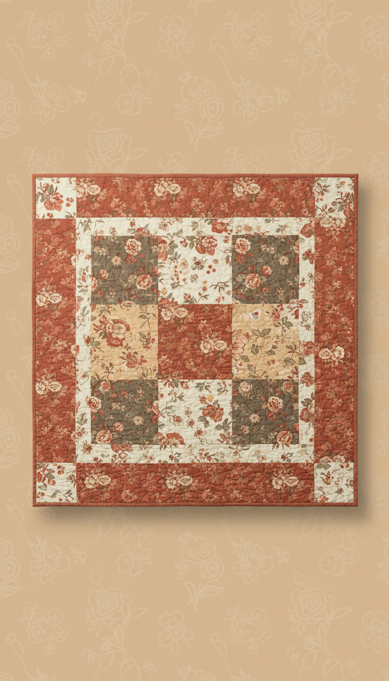 Vintage Floral Patchwork Quilt